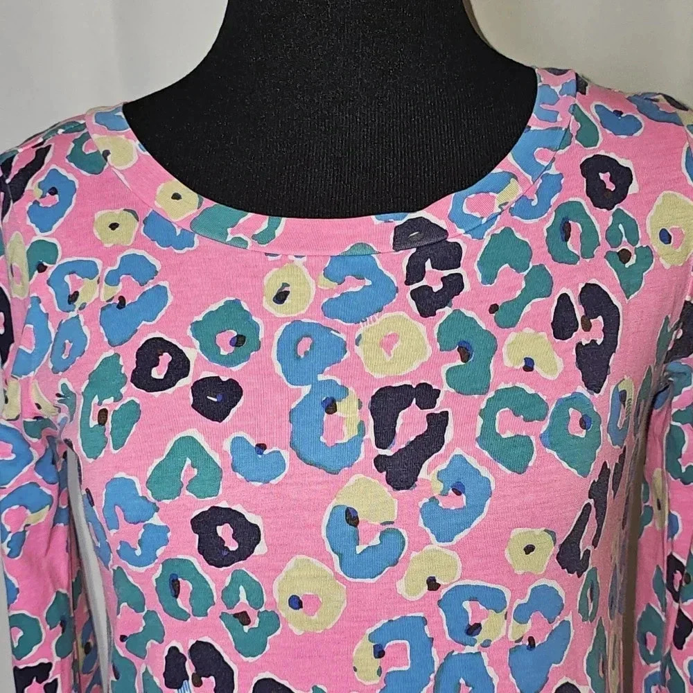 Lilly Pulitzer Corine Paws Off Leopard Pink Multi 3/4 Sleeve Mini Dress XXS - Picture 2 of 12